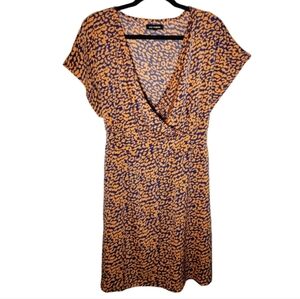 Qed London Leopard Blue Orange Dress